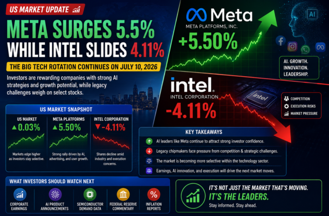 Meta Surges 5.5% While Intel Slides Over 4%: Why Big Tech Is Driving Wall Street’s Next Market Rotation