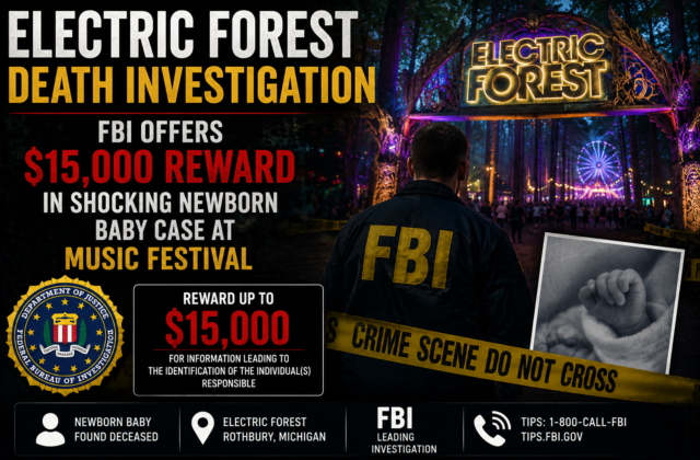 Electric Forest Death Investigation: FBI Offers $15,000 Reward in Shocking Newborn Baby Case at Music Festival