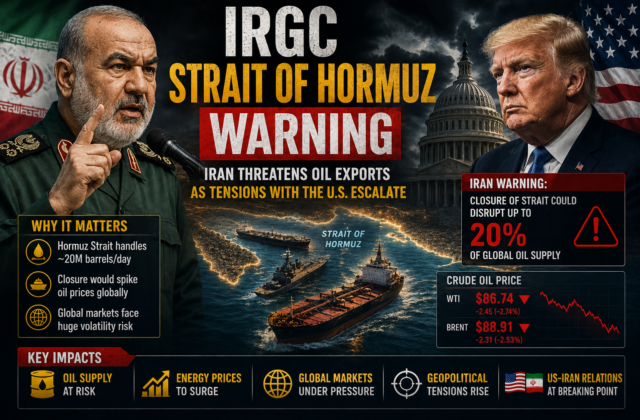 IRGC Strait of Hormuz Warning: Iran Threatens Oil Exports as Tensions With the U.S. Escalate