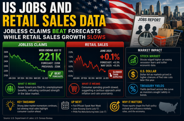 US Jobs and Retail Sales Data: Jobless Claims Beat Forecasts While Retail Sales Growth Slows