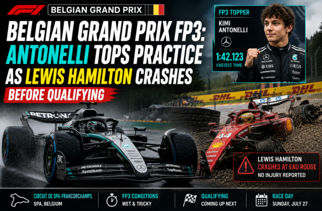 Belgian Grand Prix FP3: Antonelli Tops Practice as Lewis Hamilton Crashes Before Qualifying