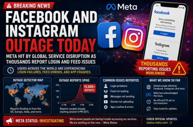 Facebook and Instagram Outage Today: Meta Hit by Global Service Disruption as Thousands Report Login and Feed Issues