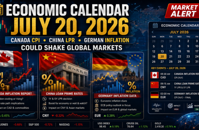 Economic Calendar July 20, 2026: Canada’s Inflation Report, China’s Loan Prime Rates & German Inflation Could Shake Global Markets