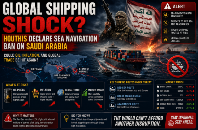 Global Shipping Shock? Houthis Declare Sea Navigation Ban on Saudi Arabia—Could Oil, Inflation, and Global Trade Be Hit Again?
