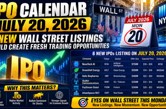 IPO Calendar This Week: 6 New Listings Set to Hit Wall Street on July 20 as Investors Hunt the Next Market Winner