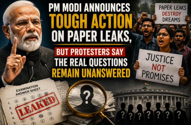 PM Modi Announces Tough Action on Paper Leaks, But Protesters Say the Real Questions Remain Unanswered