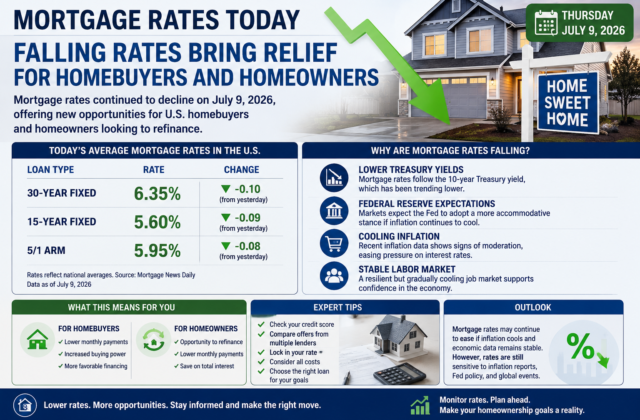 Mortgage Rates Today (July 9, 2026): Falling Rates Offer Relief for Homebuyers and Homeowners